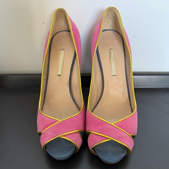 Nicholas Kirkwood pink, blue & gold suede peep toe platform heels – IT 39 (US 8) - Picture 6 of 8